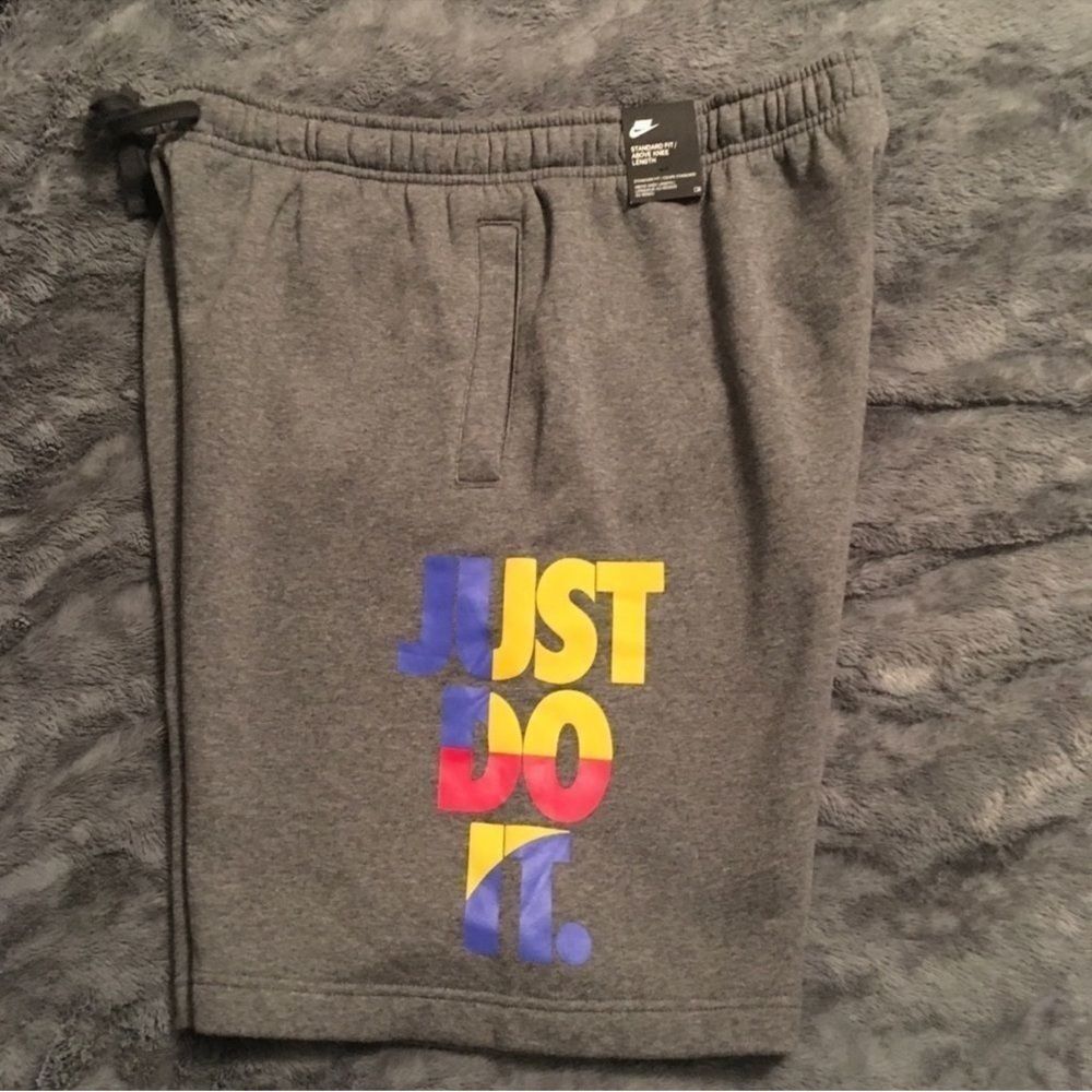 Nike Athletic Gray Shorts with Vibrant Logo
